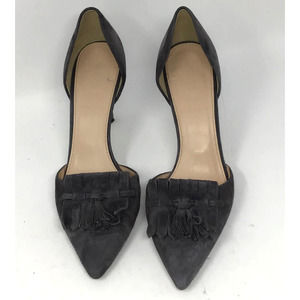 J. Crew Suede  Medium Gray Fringed heels in a women size  7.5 Made in Italy
